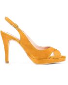 Elizabeth Mustard Slingbacks aus Veloursleder — 10 cm Absatz