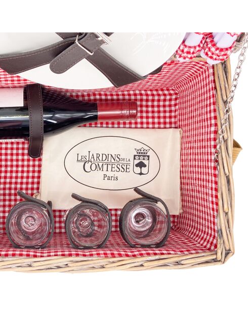 Panier à pique-nique en Osier Sully Vichy rouge - 4 Personnes