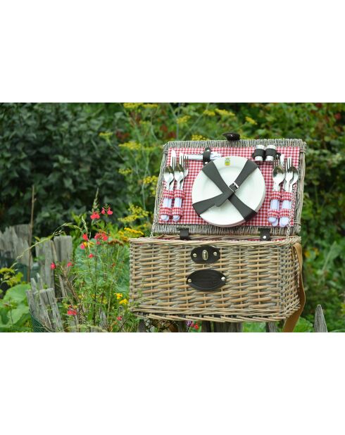 Panier à pique-nique en Osier Sully Vichy rouge - 4 Personnes