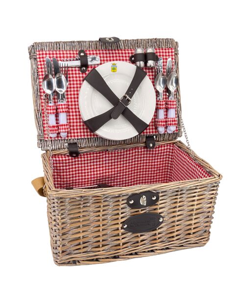 Panier à pique-nique en Osier Sully Vichy rouge - 4 Personnes