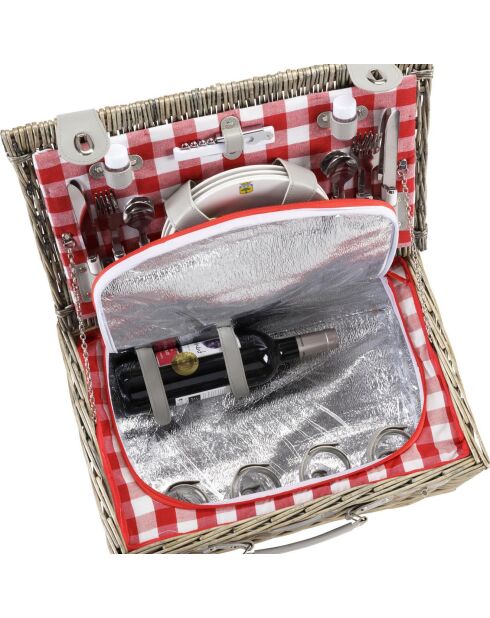 Panier à pique-nique en Osier Marly Vichy rouge - 4 Personnes