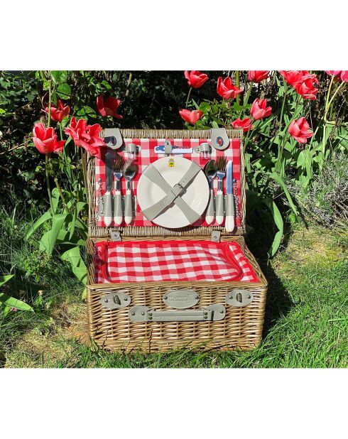 Panier à pique-nique en Osier Marly Vichy rouge - 4 Personnes