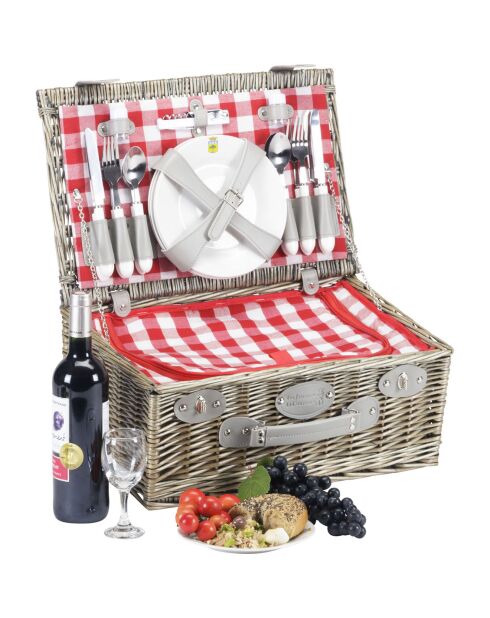 Panier à pique-nique en Osier Marly Vichy rouge - 4 Personnes
