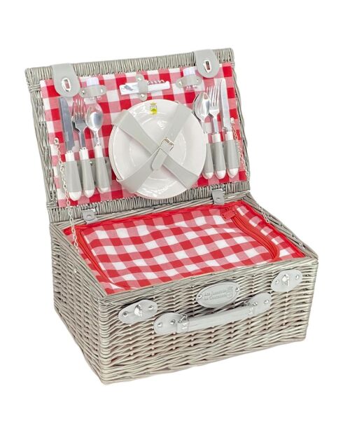 Panier à pique-nique en Osier Marly Vichy rouge - 4 Personnes