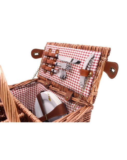 Panier à pique-nique en Osier St Germain Vichy rouge - 4 Personnes