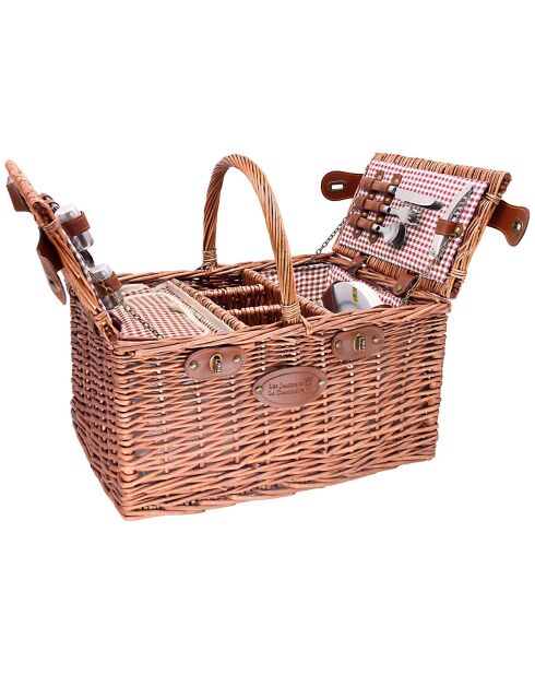Panier à pique-nique en Osier St Germain Vichy rouge - 4 Personnes