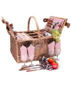 Panier à pique-nique en Osier St Germain Vichy rouge - 4 Personnes