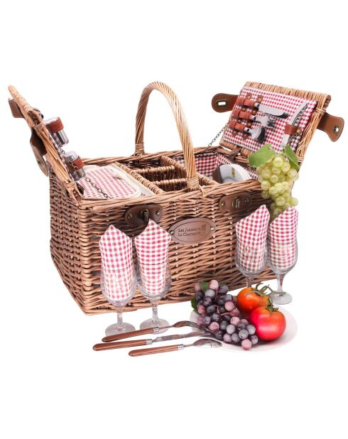 Panier à pique-nique en Osier St Germain Vichy rouge - 4 Personnes