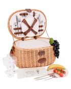 Vendôme picknickmand voor 4 personen natuurlijk beige rieten - 47x30x24 cm