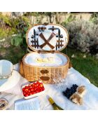 Vendôme picknickmand voor 4 personen natuurlijk beige rieten - 47x30x24 cm