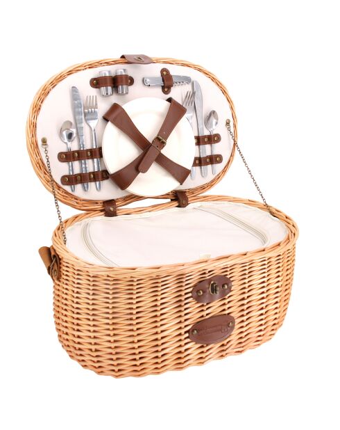 Cestino da picnic Vendôme per 4 persone in vimini beige naturale - 47x30x24 cm