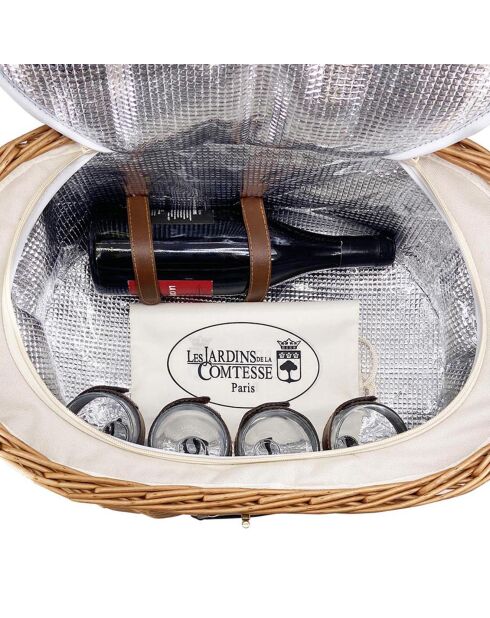 Cestino da picnic Vendôme per 4 persone in vimini beige naturale - 47x30x24 cm