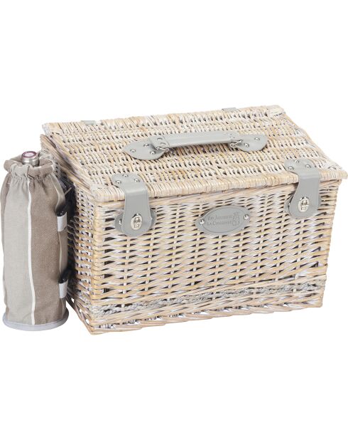 Cestino da picnic Polo Club in vimini con strisce tortora/marrone - 4 persone
