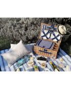 Cestino da picnic Fontainebleau in vimini con strisce blu/bianche - 4 persone