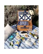 Cestino da picnic Fontainebleau in vimini con strisce blu/bianche - 4 persone