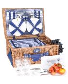 Cestino da picnic Fontainebleau in vimini con strisce blu/bianche - 4 persone
