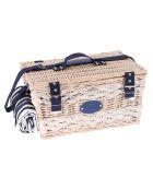 Marineblauer Picknickkorb aus Weidengeflecht mit blau/weißen Streifen — 4 Personen