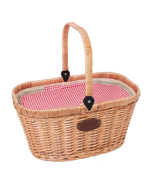 Panier isotherme en Osier Chantilly Vichy rouge - 48x29x27 cm