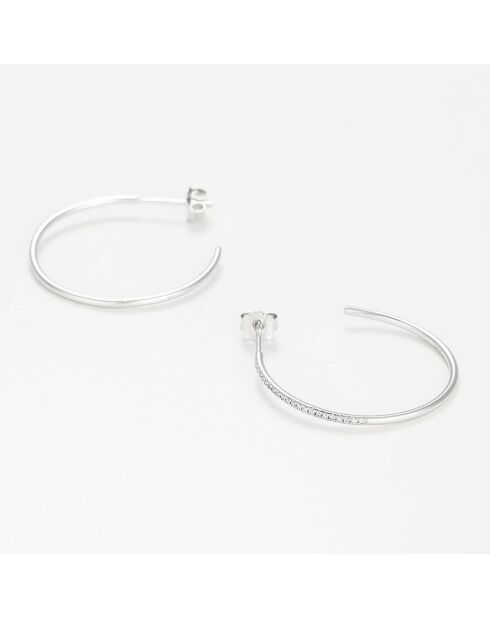 Boucles d'oreilles Créoles Camino Diamants 0.08 ct or blanc