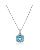 Colgante delicado de topacio con diamantes de 0,08 quilates y topacio de 1,7 quilates en oro blanco