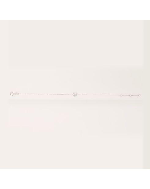 Bracelet Coeur Diamants 0.08 ct or blanc