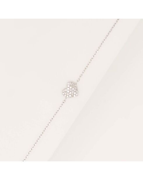 Bracelet Coeur Diamants 0.08 ct or blanc
