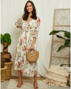 Robe Ophélie blanc/multicolore