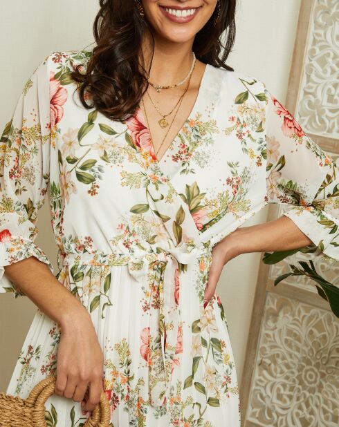 Robe Ophélie blanc/multicolore