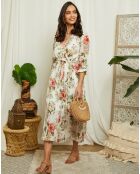 Robe Ophélie blanc/multicolore
