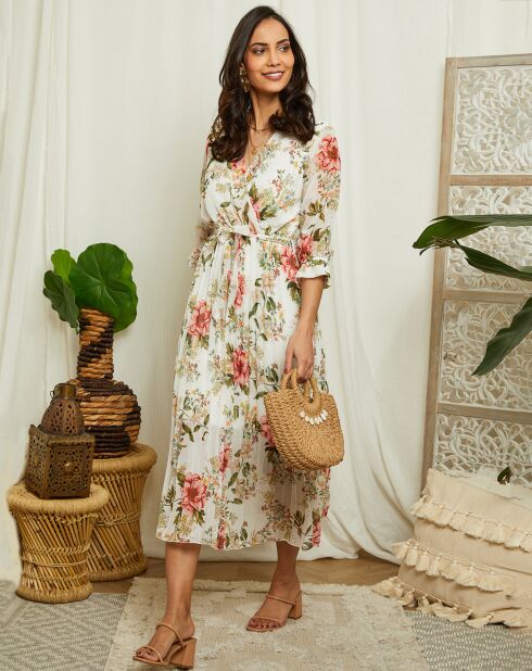 Robe Ophélie blanc/multicolore