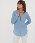 Chemise en Popeline Japonaise Kim rayée bleu ciel