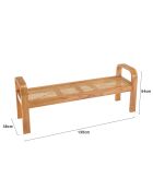 Banc 2 places marron de mindi et rotin naturel Eden marron - 135x38x54 cm