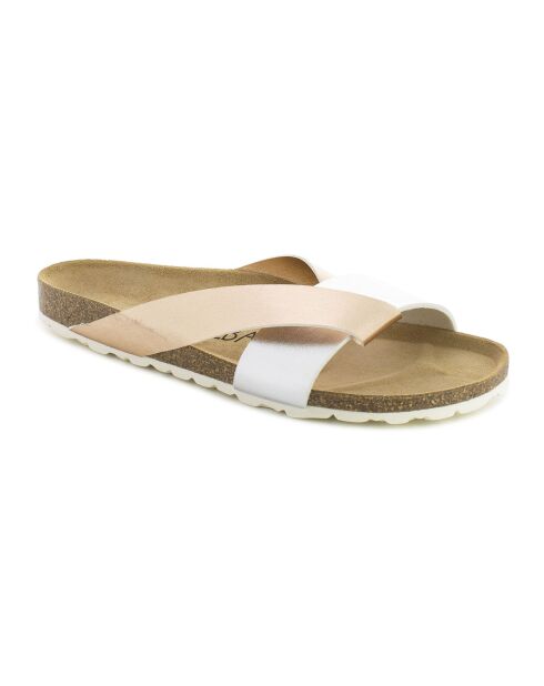 Mules Otago gris/rose/blanc