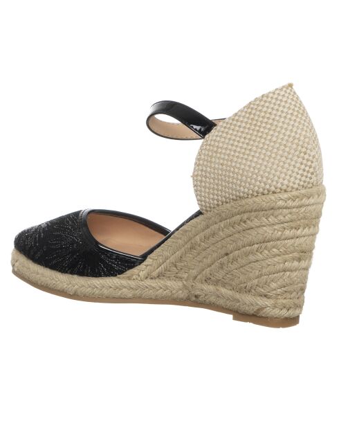 Espadrilles Compensées Vertina noir/beige - Talon 8.5 cm