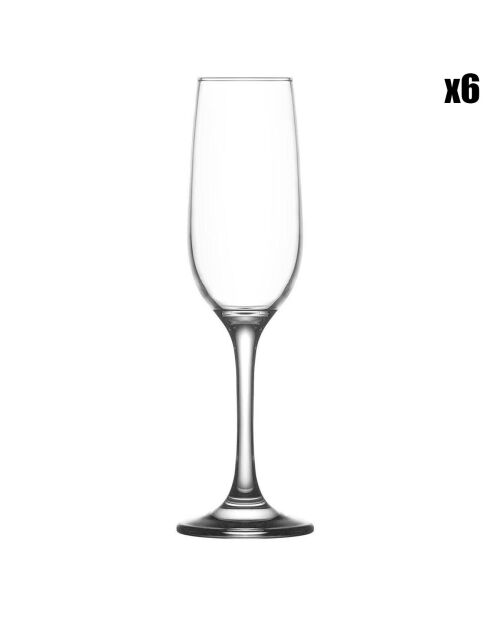 6 calici da champagne trasparenti