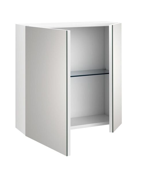 Miroir container 2 portes malmo-s blanc - 60x20x60 cm