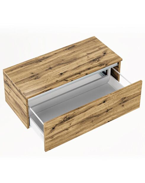 Meuble bas 1 tiroir plateau perth chêne miel - 100x45x37 cm