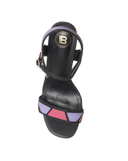 Sandales Yaara noir/violet/fuchsia - Talon 10 cm
