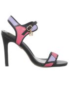 Sandales Yaara noir/violet/fuchsia - Talon 10 cm