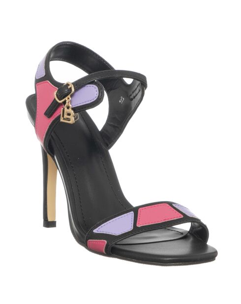 Sandales Yaara noir/violet/fuchsia - Talon 10 cm