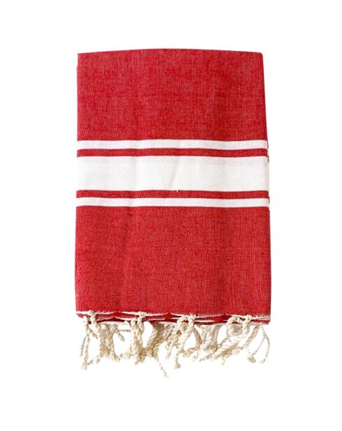 Fouta traditionnelle Kozo rouge - 100x200 cm