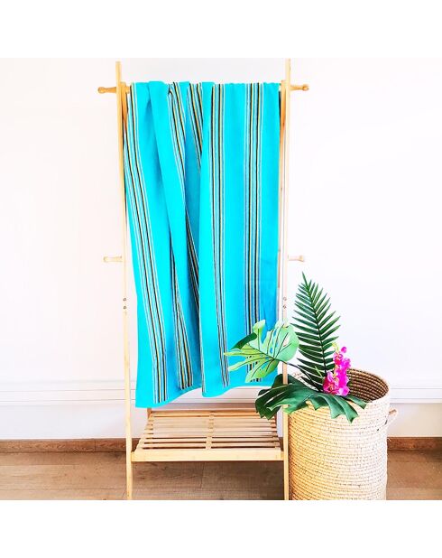 Drap de plage velours jacquard Milonga turquoise  - 90x170 cm