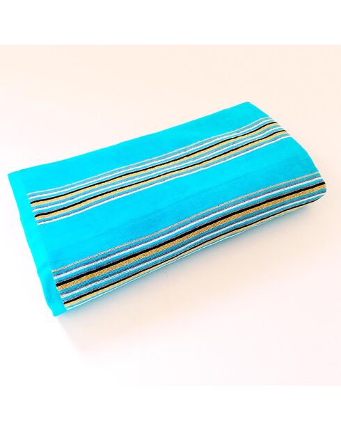 Drap de plage velours jacquard Milonga turquoise  - 90x170 cm