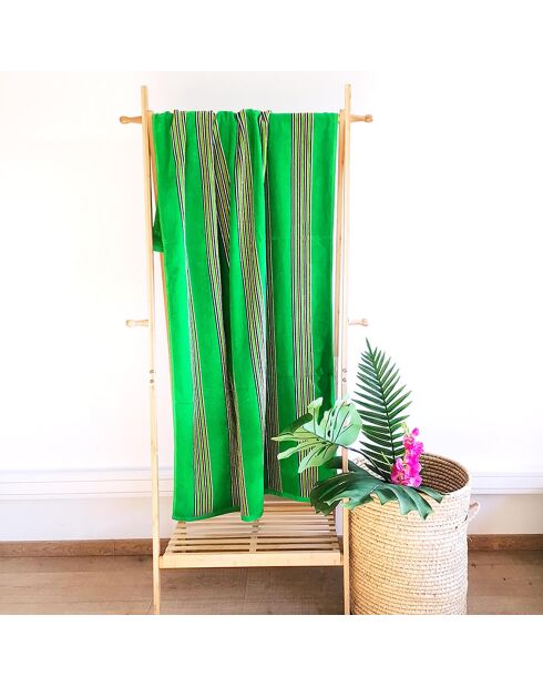 Drap de plage velours jacquard Milonga vert  - 90x170 cm