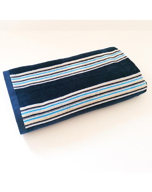 Drap de plage velours jacquard Milonga bleu marine  - 90x170 cm