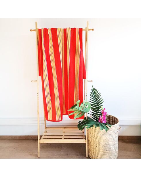 Drap de plage velours jacquard Milong orange  - 90x170 cm