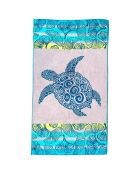 Drap de plage velours jacquard Playamar bleu - 100x175 cm