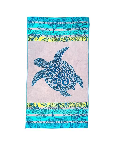 Drap de plage velours jacquard Playamar bleu - 100x175 cm