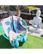 Drap de plage velours jacquard Playamar bleu - 100x175 cm