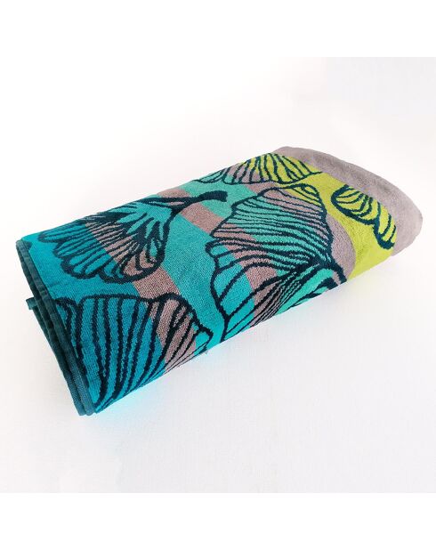 Drap de plage velours jacquard Playamar bleu - 100x175 cm